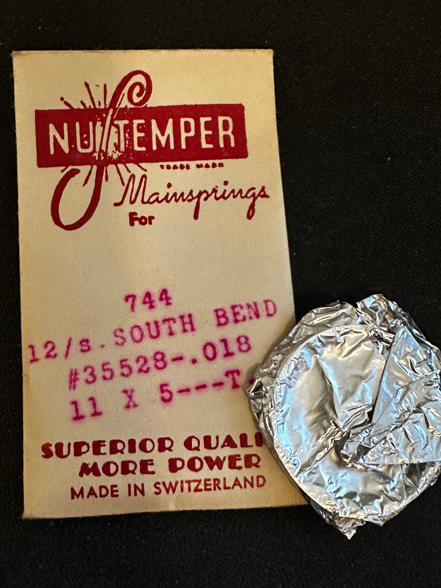 NuTemper Mainspring #744 for South Bend 12s No. 35528 - Steel