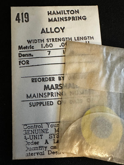 C&E Marshall Mainspring #419 for Hamilton 11½L grade 673, 686 No. 67321 / 716783 - Alloy