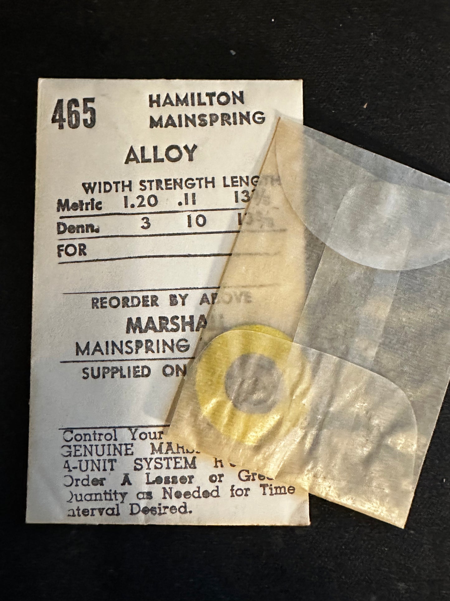 C&E Marshall Mainspring #465 for Hamilton 11½L grade 676, 687 No. 67621 / 716784 - Alloy