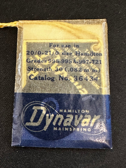 Hamilton Factory Dynavar Mainspring for 20/0 & 21/0s Hamilton No. 36434 - Alloy