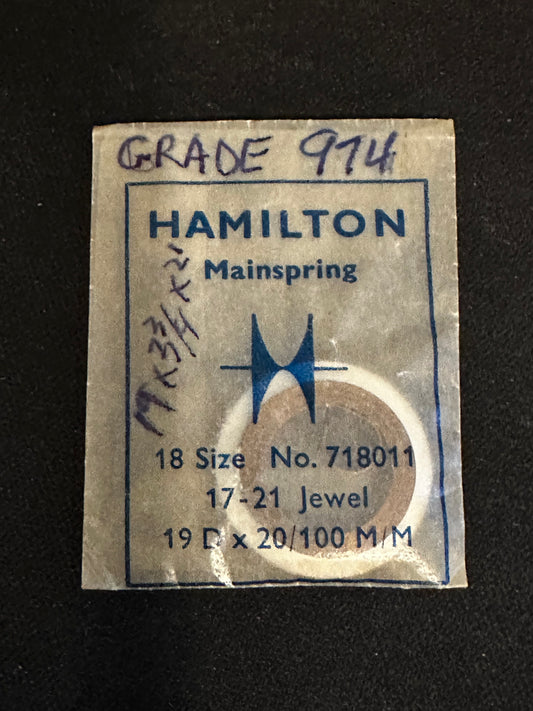 Hamilton Factory Mainspring for 18s No. 718011 / 15 - Steel