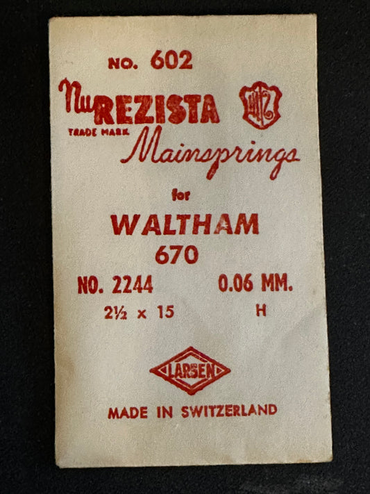 NuRezista Mainspring #602 for Waltham 2244 for 6¾ Ligne Model 670 - Steel