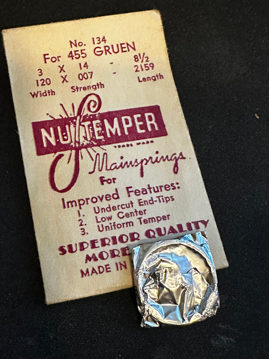NuTemper Mainspring No. 134 for Gruen 455 movements - Steel