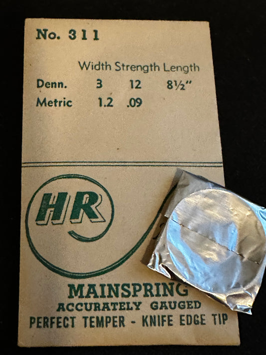 HR Mainspring No. 311 for Blancpain 46, 46N, Buren 55, Tissot 13.6, 15.2, 15.3 - Steel