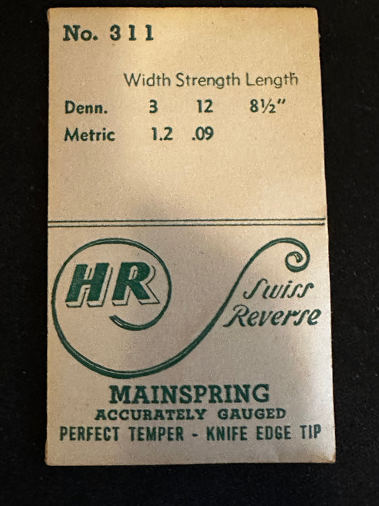 HR Mainspring No. 311 for Blancpain 46, 46N, Buren 55, Tissot 13.6, 15.2, 15.3 - Steel