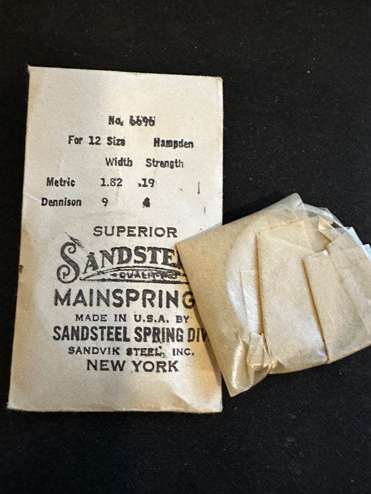 Sandsteel Mainspring for 12s Hampden Factory No. 6696 - Steel