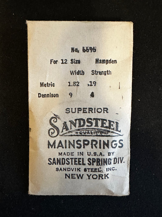 Sandsteel Mainspring for 12s Hampden Factory No. 6696 - Steel