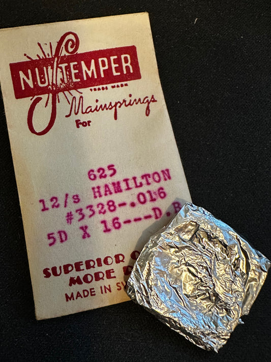 NuTemper Mainspring #625 for Hamilton 12s Factory No. 3328 - Steel