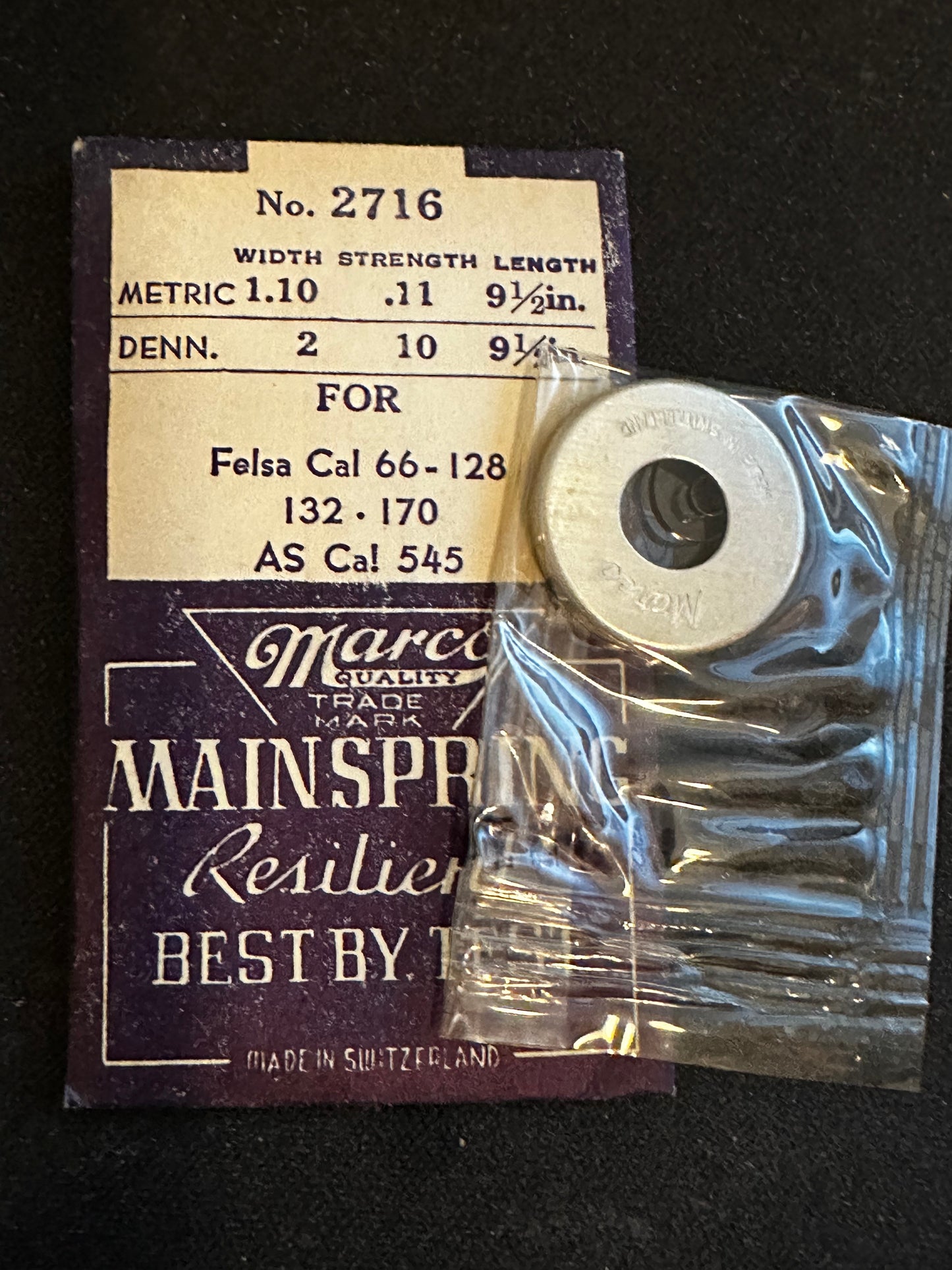 Marco Mainspring #2716 for Felsa 66, 128, 123, 170, AS 545 - Steel