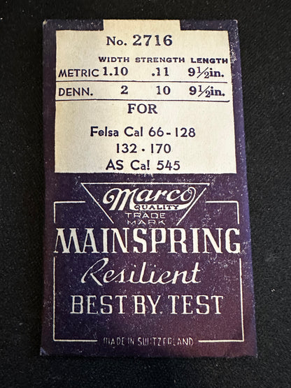 Marco Mainspring #2716 for Felsa 66, 128, 123, 170, AS 545 - Steel