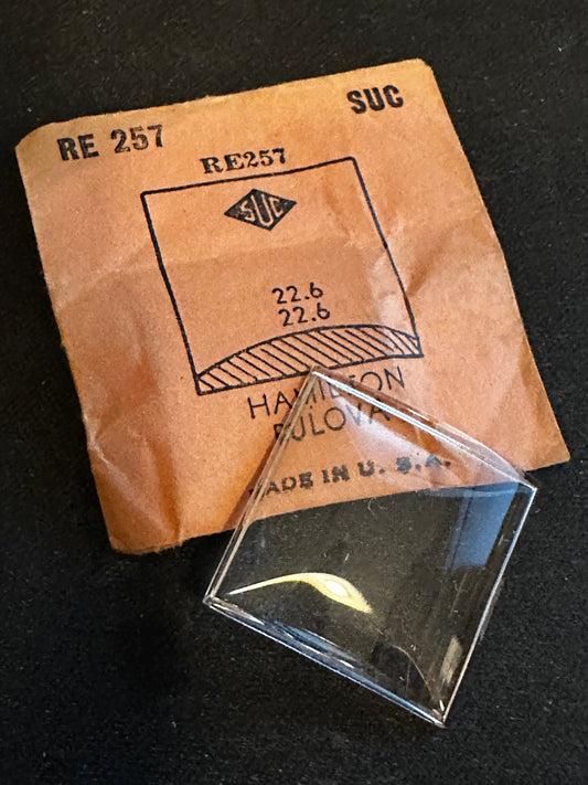 SUC Rocket Crystal RE 257 for HAMILTON & BULOVA - 22.6 x 22.6mm - New