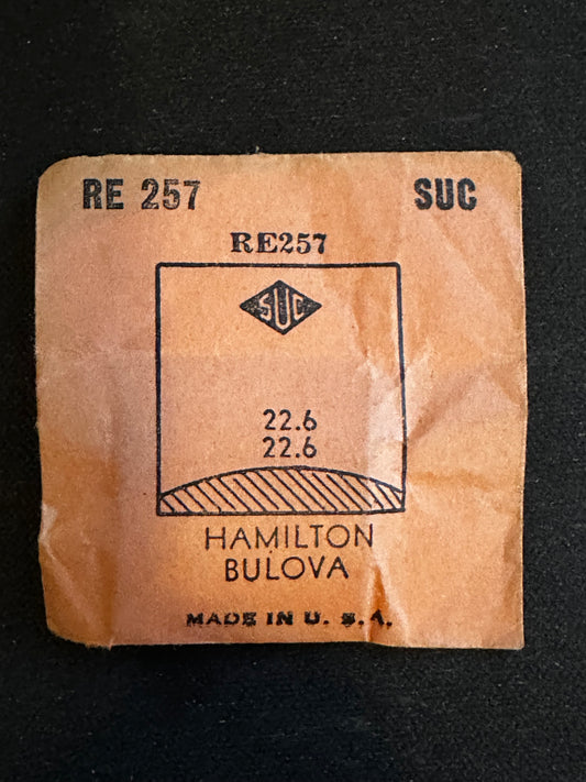 SUC Rocket Crystal RE 257 for HAMILTON & BULOVA - 22.6 x 22.6mm - New
