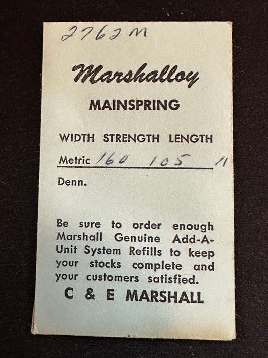 Marco Marshalloy Mainspring 2762M for AS 984, 1002, 1007, 1009, 1027, 1158, 1187, 1194, 1238 - Alloy