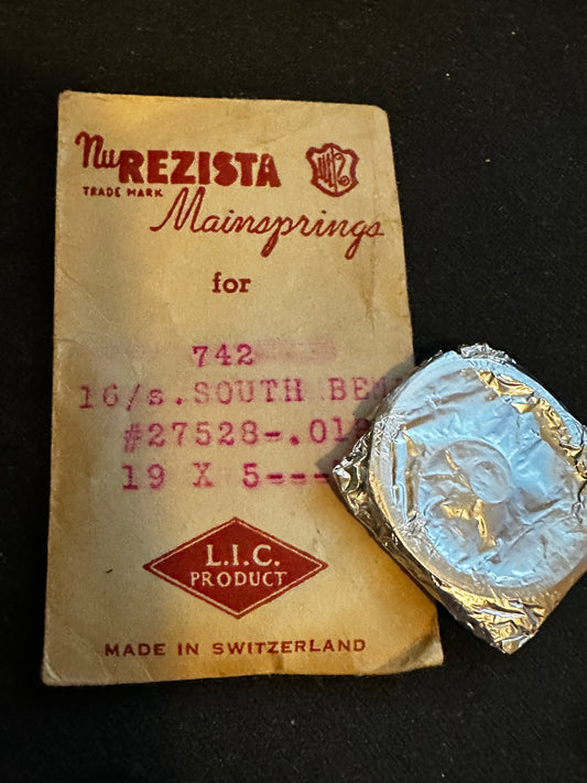 NuRezista Mainspring #742 for South Bend 16s No. 27528 - Steel