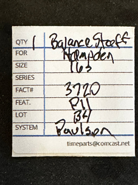 Hampden Balance Staff for 16s 3/4 plate 1890 Model Factory No. 3720