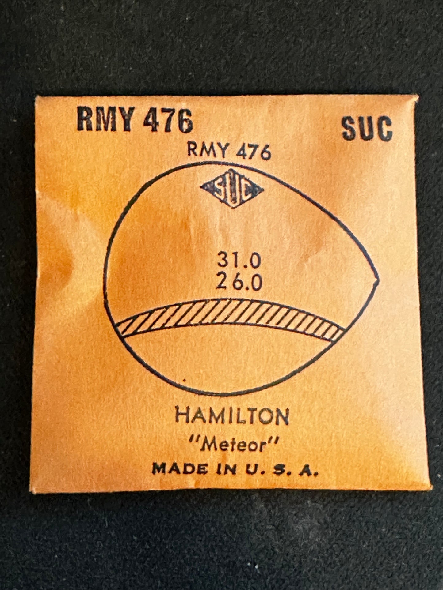 SUC Rocket Fancy Crystal RMY 476 for HAMILTON Meteor - 31.0 x 26.0mm - New