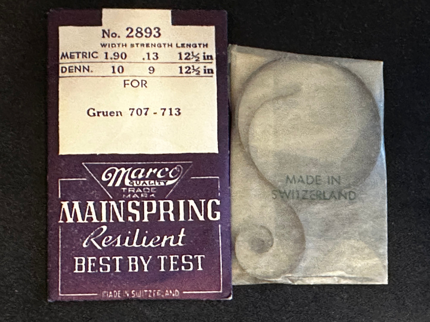 Marco Mainspring #2893 for Gruen caliber 707, 713 - Steel