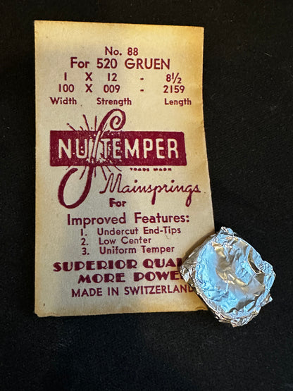 NuTemper Mainspring No. 88 for Gruen caliber 520 - Steel