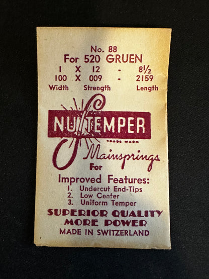 NuTemper Mainspring No. 88 for Gruen caliber 520 - Steel