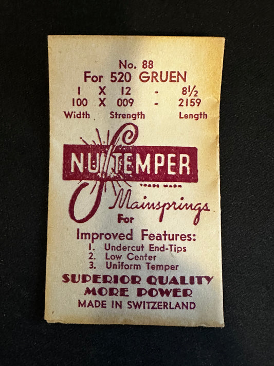 NuTemper Mainspring No. 88 for Gruen caliber 520 - Steel