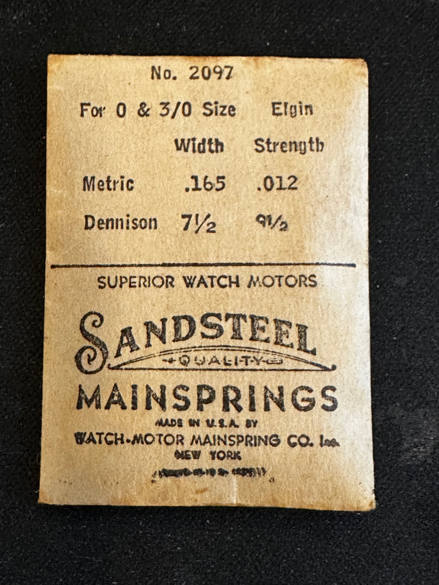 Sandsteel Mainspring for Elgin 0s & 3/0s No. 2097 - Steel
