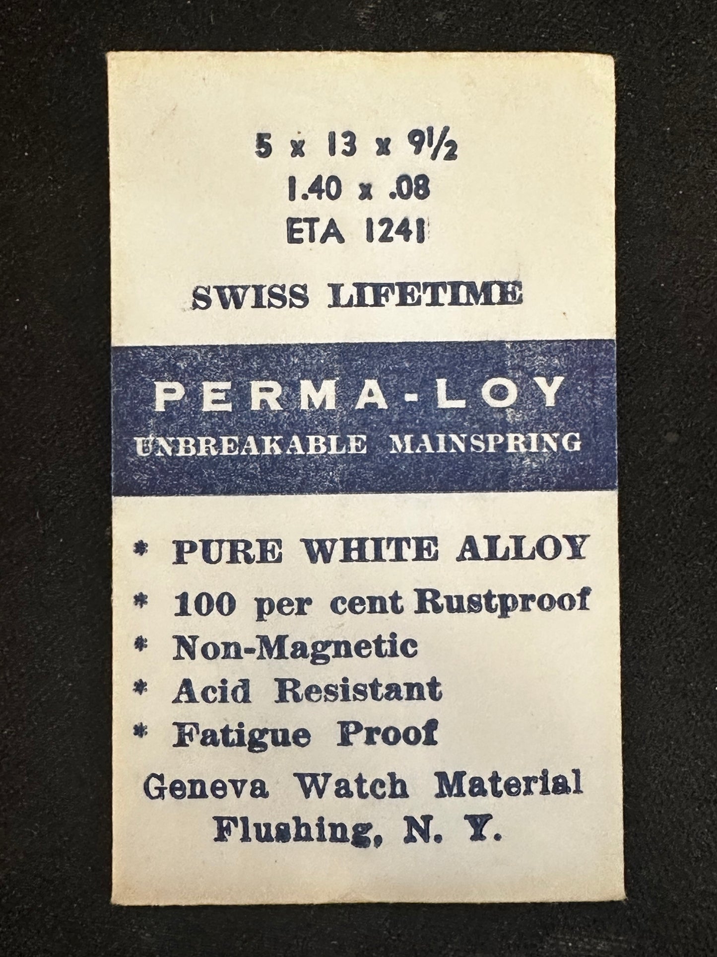PERMA-LOY Unbreakable Mainspring for ETA caliber 1241 - Alloy