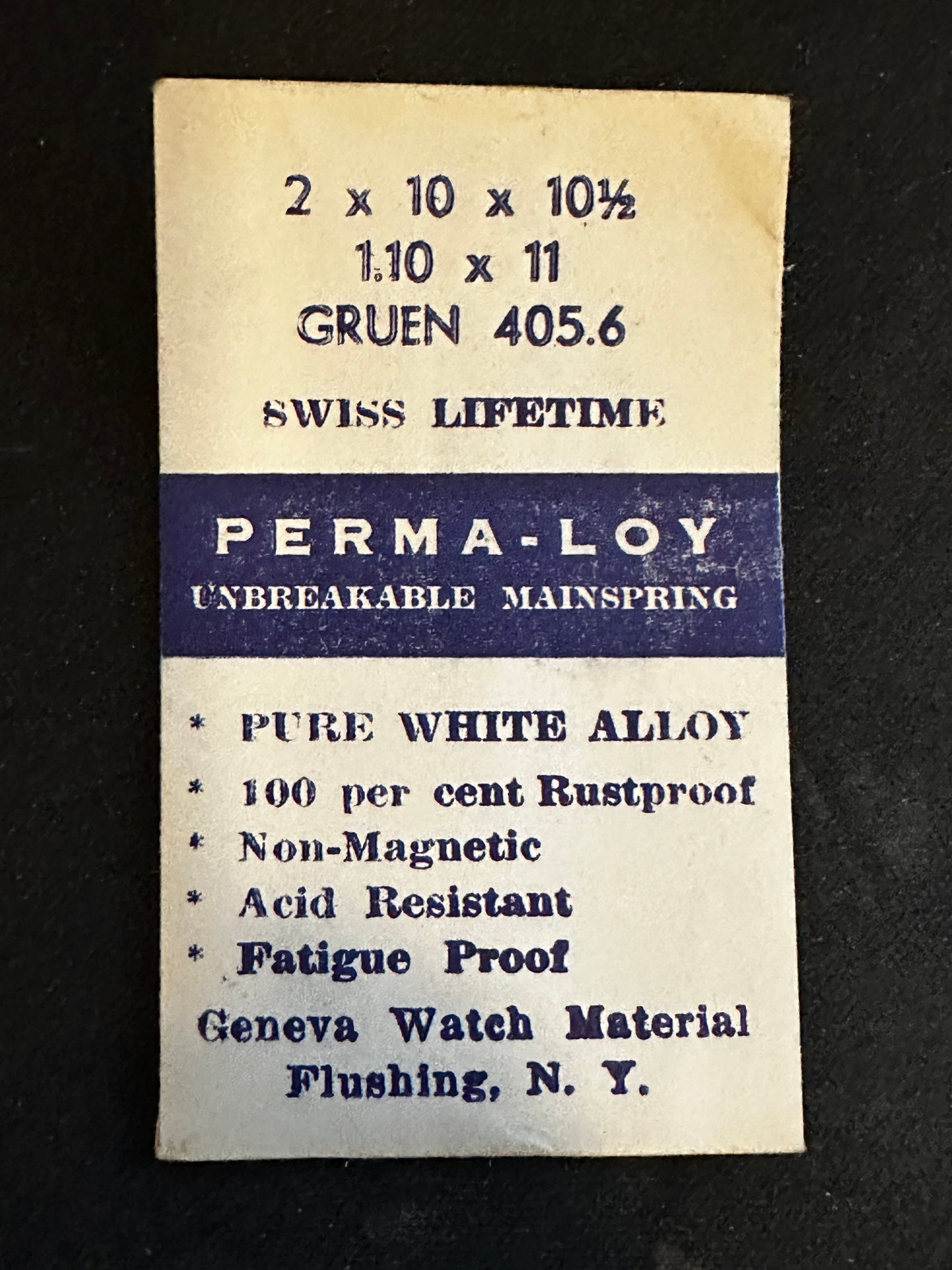 PERMA-LOY Unbreakable Mainspring for Gruen 405, 406 - Alloy