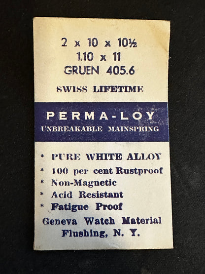 PERMA-LOY Unbreakable Mainspring for Gruen 405, 406 - Alloy