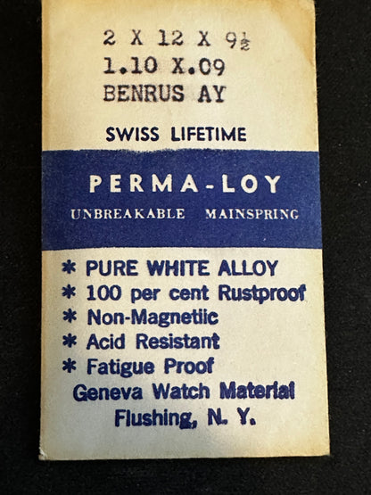 PERMA-LOY Unbreakable Mainspring for Benrus caliber AY - Alloy