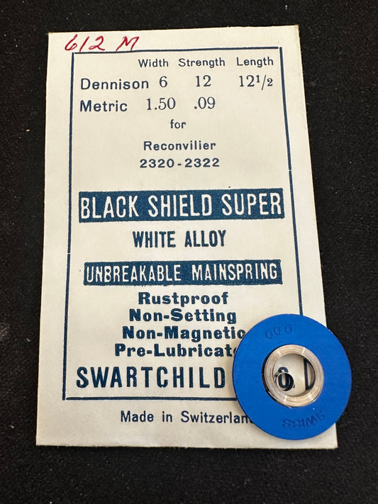 Swartchild Black Shield SUPER Mainspring for Reconvillier 2320, 2322, Rolex H/HT, 700, 710, 760 - Alloy