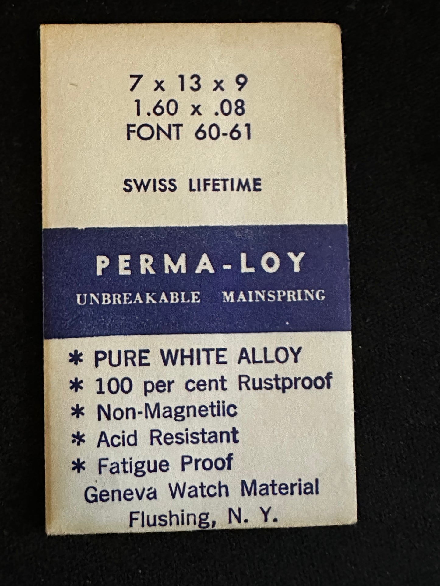 PERMA-LOY Unbreakable Mainspring for Font caliber 60, 61 - Alloy