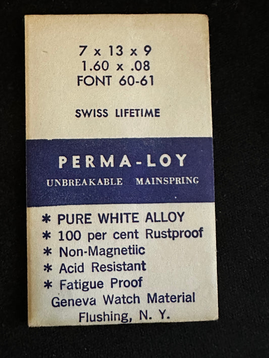 PERMA-LOY Unbreakable Mainspring for Font caliber 60, 61 - Alloy