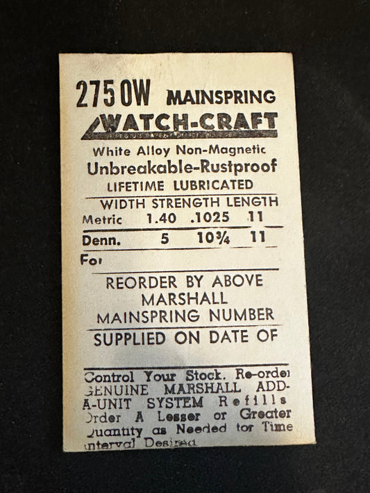 WATCH-CRAFT Mainspring 2750W for Buren caliber 370 - Alloy