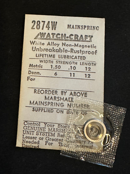 WATCH-CRAFT Mainspring 2874W for Bulova 10L, 13AP, Buren 460, 461 - Alloy