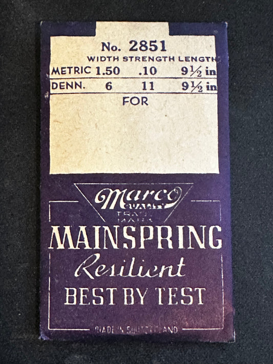 Marco Mainspring #2851 for Benrus CF, Wittnauer 11RW, ETA 1156 - Steel