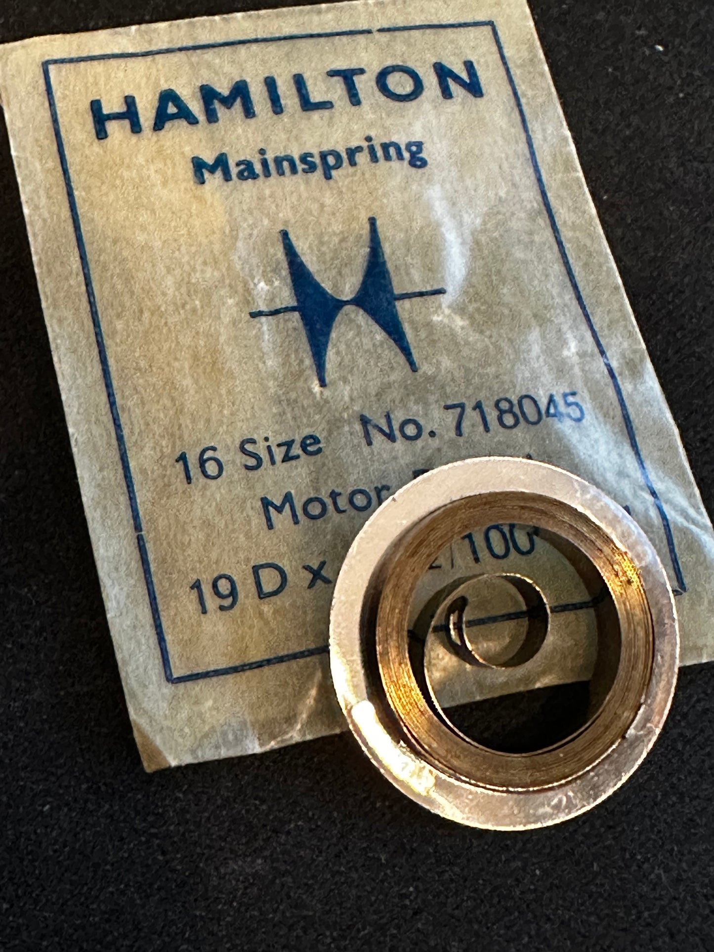 Hamilton 16s Factory Mainspring No. 718045 for Motor Barrel movements - Steel