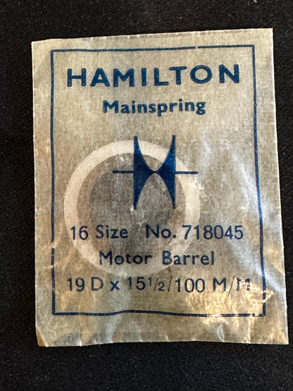 Hamilton 16s Factory Mainspring No. 718045 for Motor Barrel movements - Steel