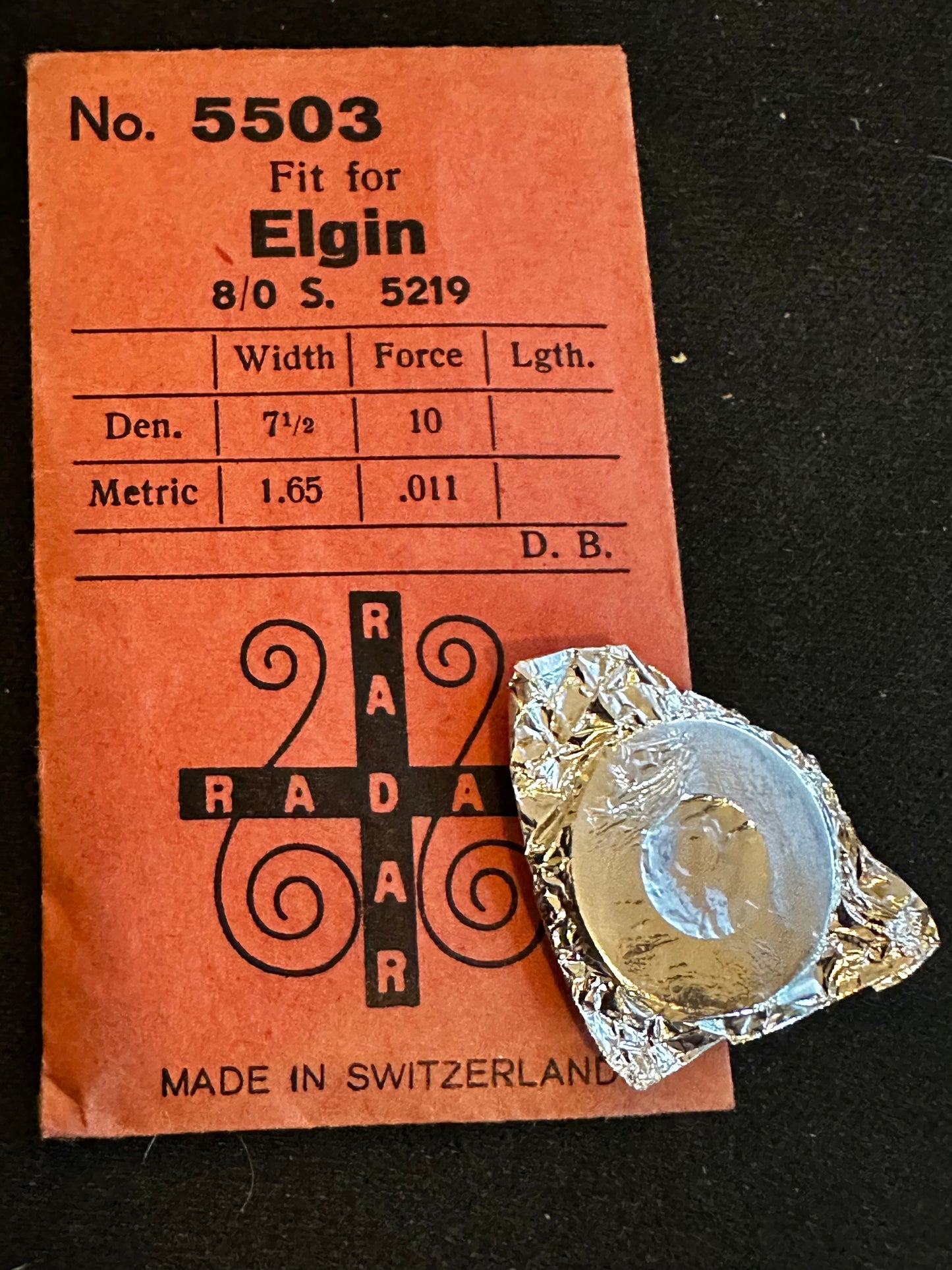 Radar Mainspring #5503 for Elgin 8/0s Factory No. 5219 - Steel