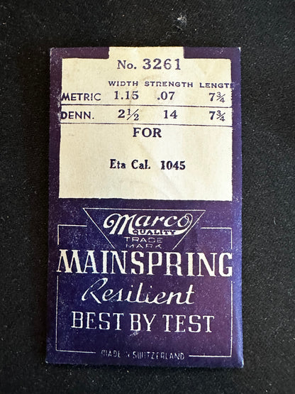 Marco Mainspring #3261 for ETA caliber 1045 - Steel