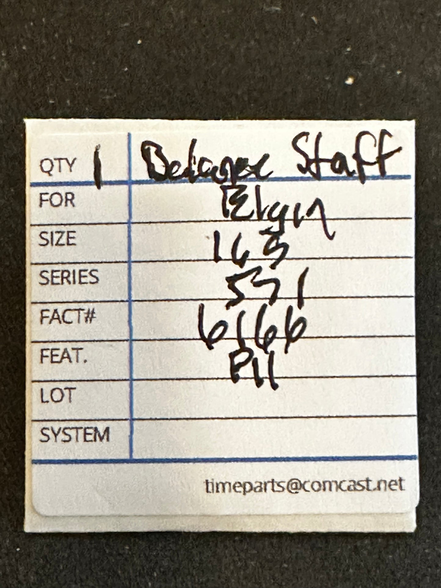 Bestfit Material Balance Staff for Elgin 16s Grade 571, P11, No. 6166C - New