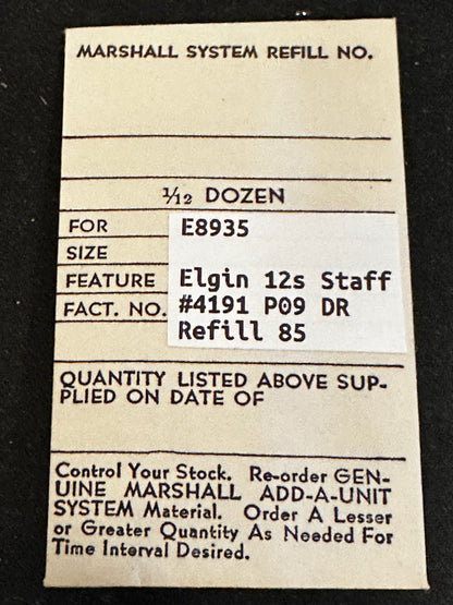C & E Marshall balance staff E8935 for Elgin 12s No. 4191C P09 DR