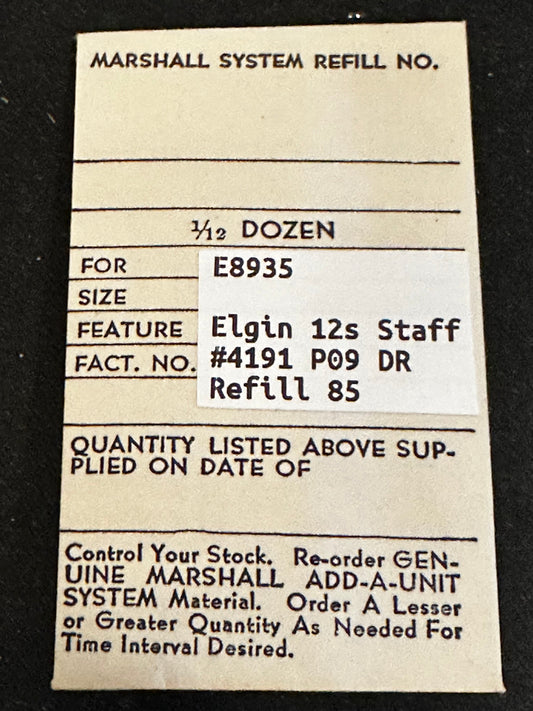 C & E Marshall balance staff E8935 for Elgin 12s No. 4191C P09 DR
