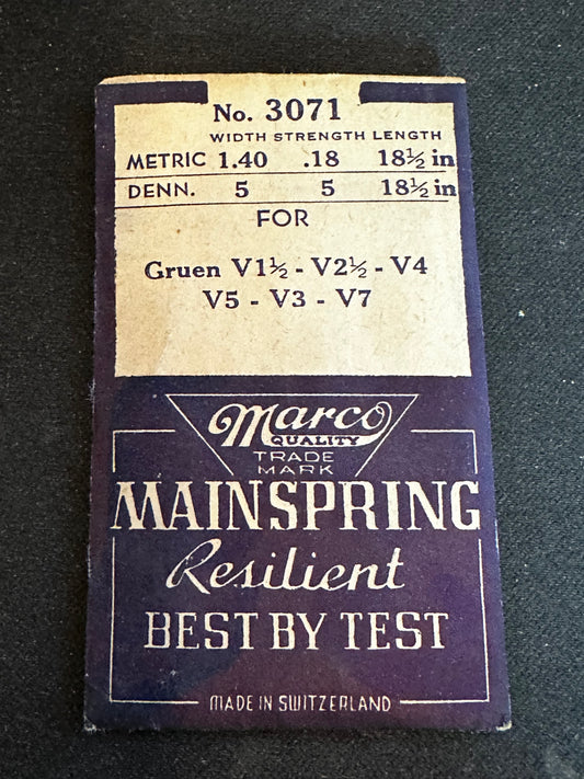 Marco Mainspring #3071 for Gruen Veri Thin caliber V1½, V2½, V3, V4, V5, V7 Pocket Watches - Steel