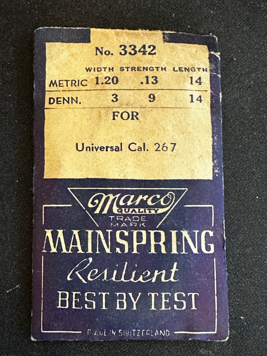 Marco Mainspring #3342 for Universal Caliber 26.7 - Steel