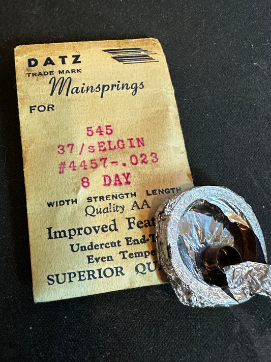 DATZ Mainspring #545 for Elgin 37s 8-Day Factory No. 4457 - Steel