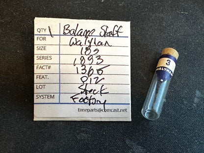 Waltham Factory Balance Staff for 18s Model 1883 No. 1365 / 3