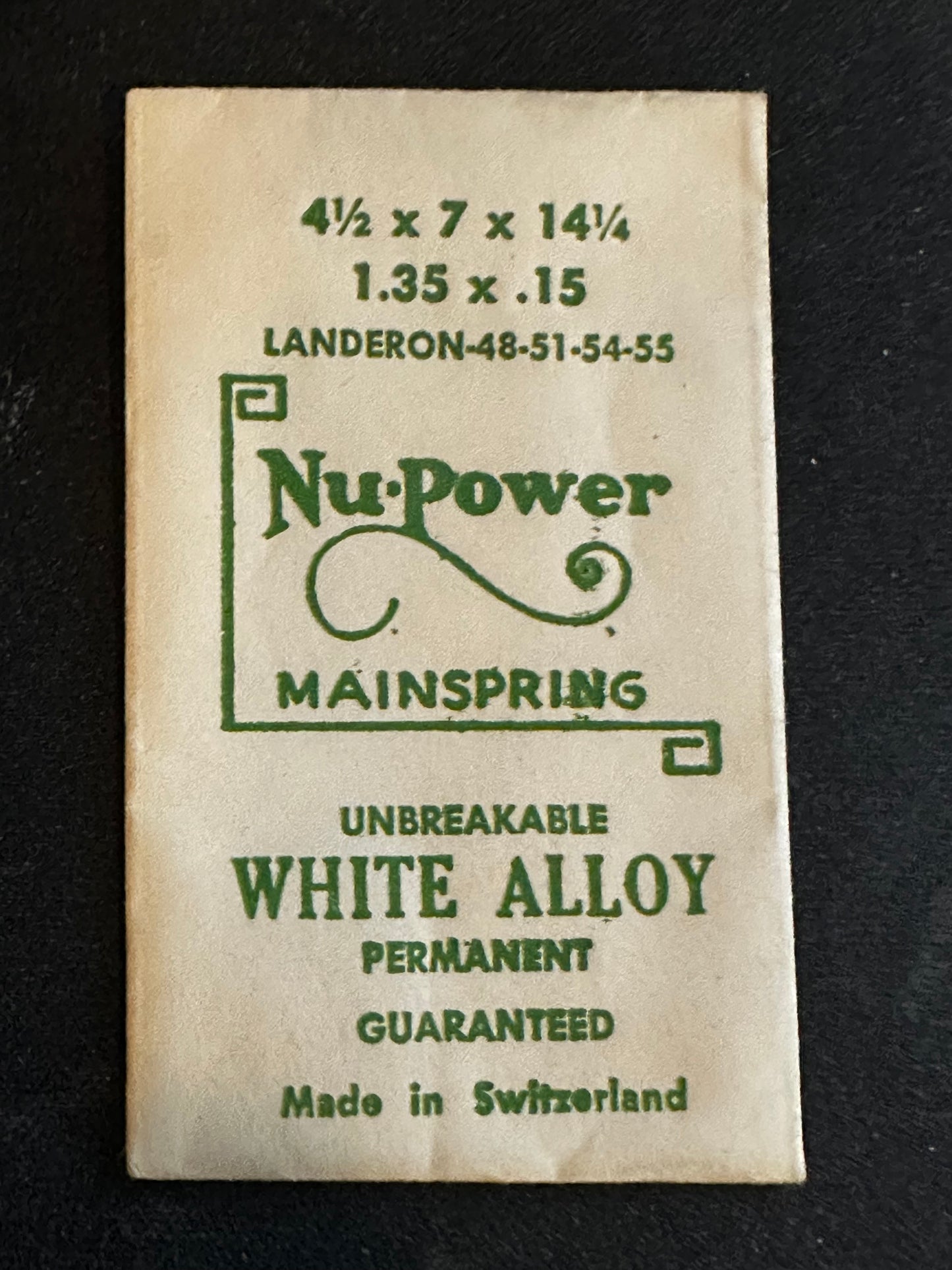NuPower Mainspring for Landeron caliber 48, 51, 54, 55 Chronograph - Alloy