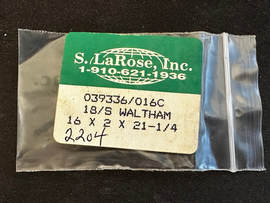 Waltham 18s Mainspring Factory No. 2204 from S. LaRose - Alloy