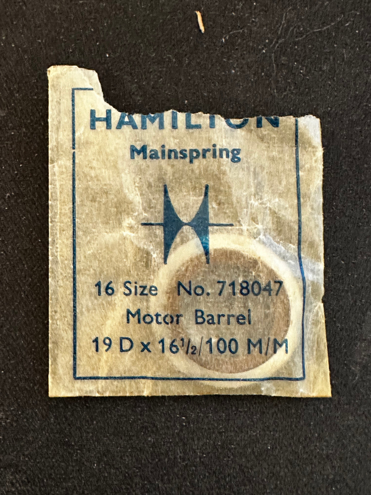 Hamilton Factory Mainspring for 16s Motor Barrel Factory No. 718047 - Steel