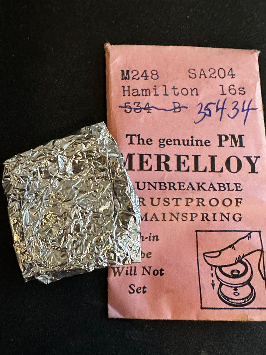 PM Merelloy Mainspring M248 - Hamilton 16s movements No. 534B / 35434 / 718050 - Alloy
